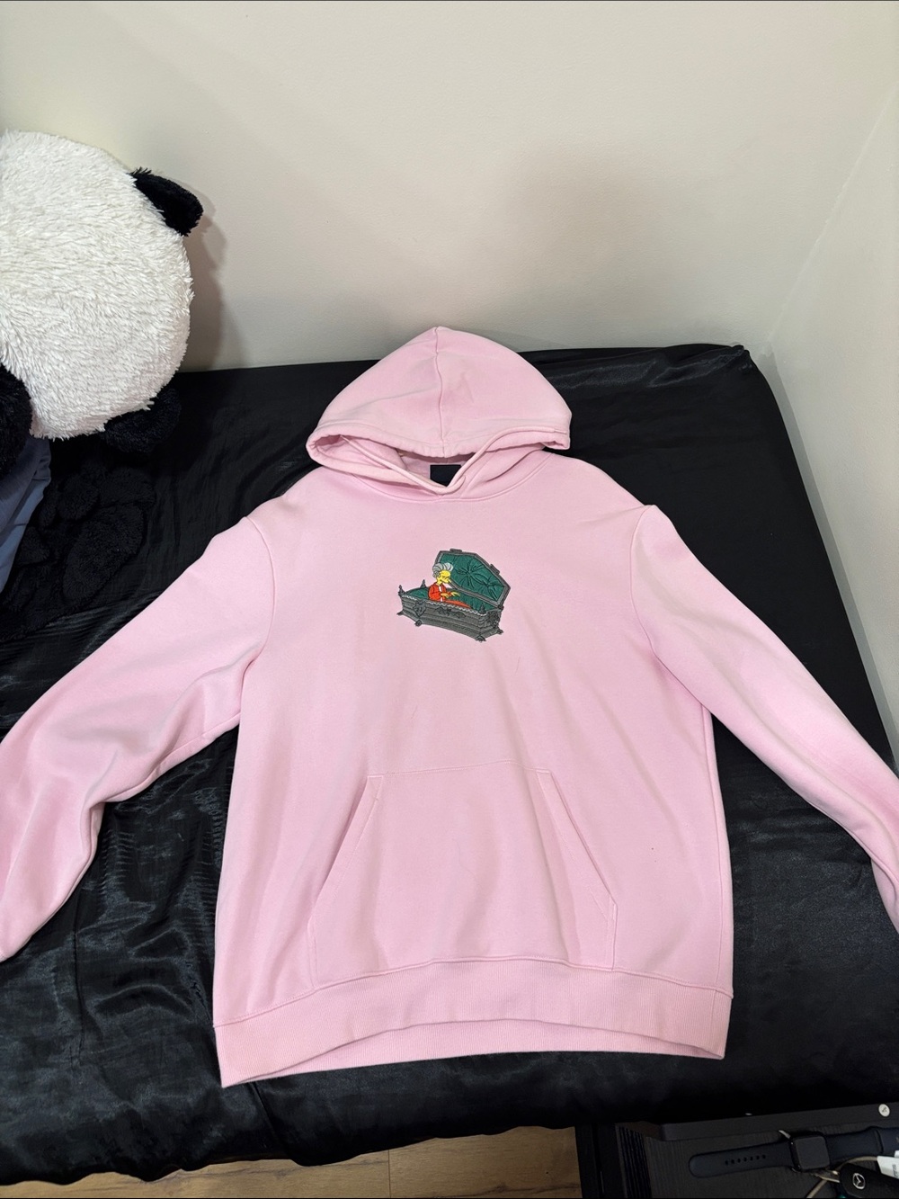 H&M Pink Men's Hoodie with Graphic Chest Patch